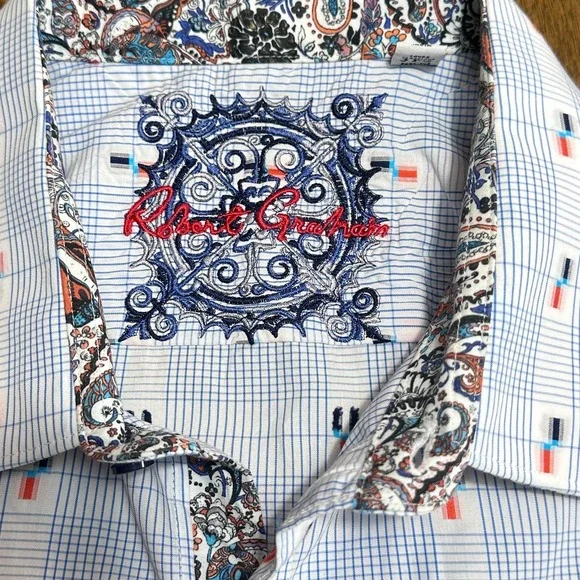 Robert Graham Multi-Color Striped Button Front Shirt Mens Sz 3XL Whimsy Artsy - Picture 9 of 12